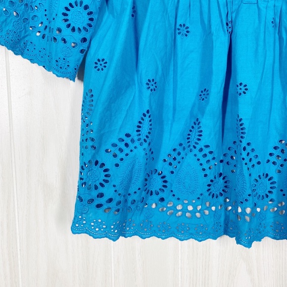 Sundance | Blue Eyelet Cotton Blouse Size Large - Picture 6 of 7